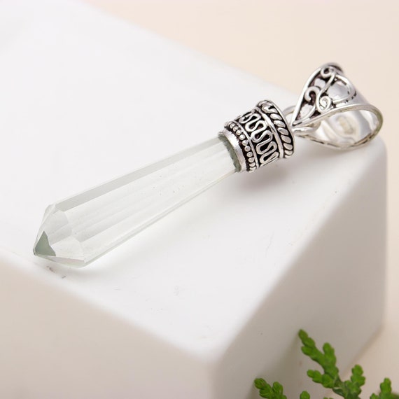 Ciondolo Quarzo Ialino Placcato Argento Collana Cristallo Di Rocca Puro Punta 7432044213239 - Foto 9