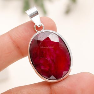 Natürlicher Rubin Anhänger: 925 Sterling Silber, Handgefertigter Schmuck