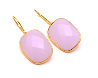 Rose Quartz Sterling Silver Dangle Earrings: Handmade Gemstone Jewelry