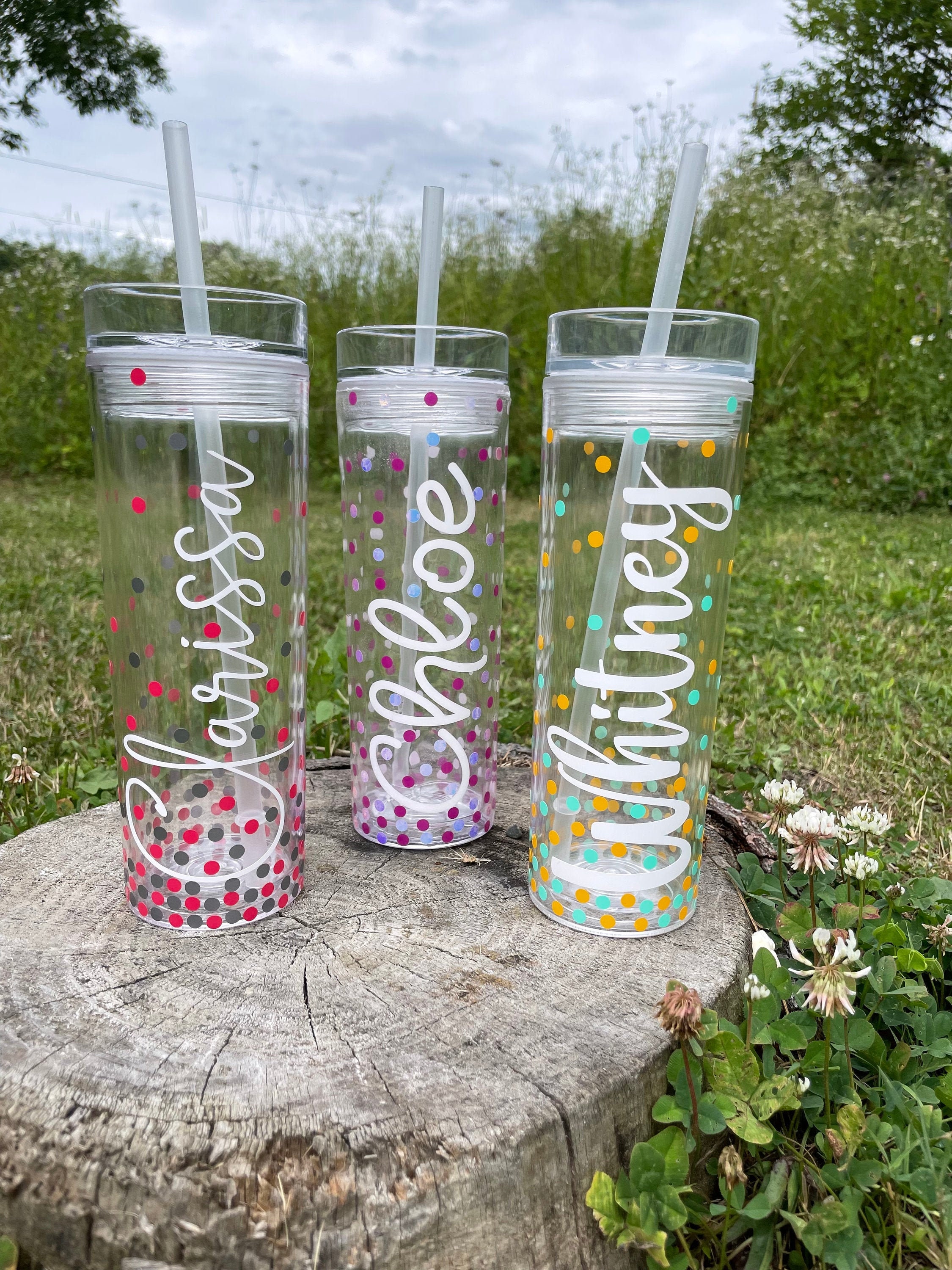 STRATA CUPS 24 Colored Skinny Clear Tumbler with Lids and Straws | 16oz  Double Wall Clear Acrylic Tu…See more STRATA CUPS 24 Colored Skinny Clear