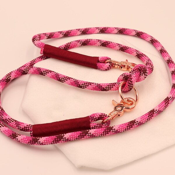 Taulein in berry tones -Cherry Blossom-, dog leash, short leash, dog rope leash, leash