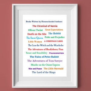 Famous Books Written by Homeschooled Authors Wall Art | Instant Download - Print at Home