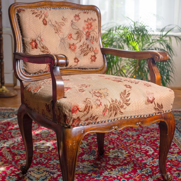 Fauteuil ancien - baroque - chaise vintage - 100 ans - beau - très bon état