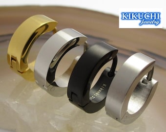 Ø 13 mm / 4 mm stainless steel earrings titanium clasp women men hoop earrings black matte gold silver high gloss TOP stud earrings huggie