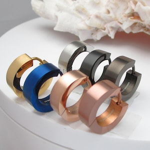 Ø 15 mm / 5 mm stainless steel earrings men & women with titanium clasp matt Silver Gold Black Brown  Rose Gold Blue Gun Color dark grey