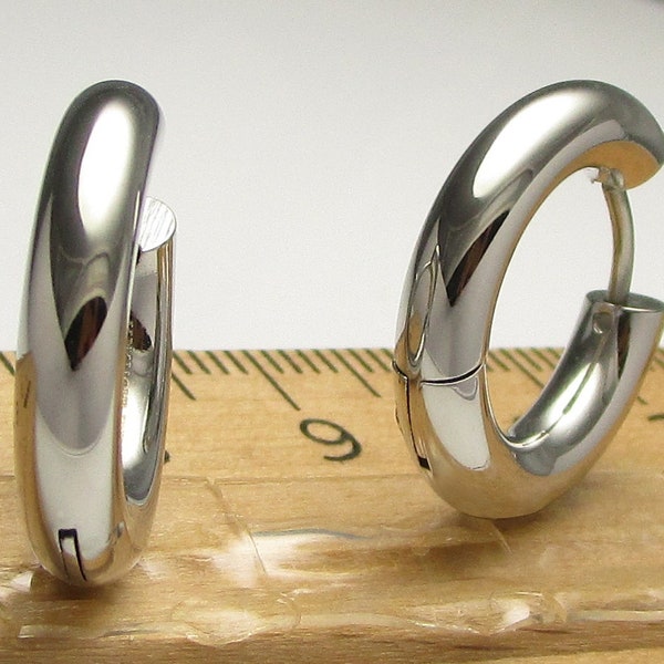 Ø 20 mm / 4 mm orecchini in argento lucido orecchini a cerchio in acciaio inox chiusura in titanio orecchini a tubo grande donna uomo