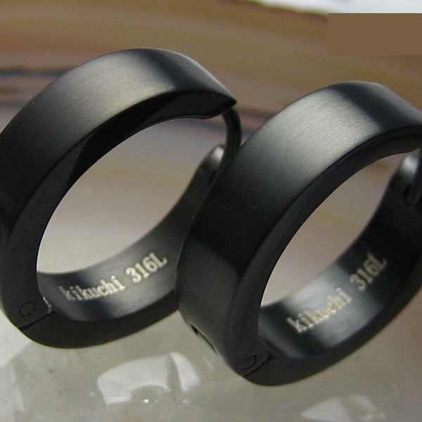 Ø 18 mm / 5 mm boucles d'oreilles pour hommes en acier inoxydable fermoir en titane boucles d'oreilles créoles noir argent mat or brillant TOP hoop huggie men