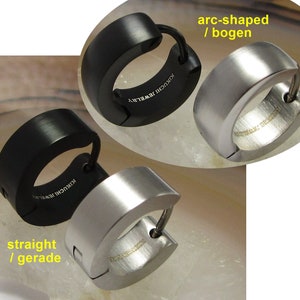 Ø 13 mm/ 5 mm earrings titanium clasp stainless steel hoop black silver matt straight arch men women