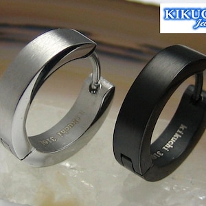 Ø 16 mm / 4 mm stainless steel earrings titanium clasp women men hoop earrings silver black matt TOP ear studs huggie hoops