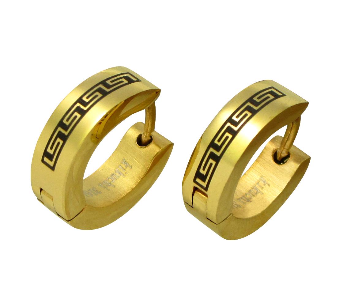 Elli - Orecchini Stile Creolo Basic Minimal Senza Tempo In Argento Sterling 925 Dorato Con Chiusura A Scatto