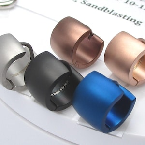 Women Men Earrings Titanium Clasp Ø 13 mm / 10 mm 10 Colors Extra-Wide Sandblasting Matt High-gloss Stainless Steel Hoop Earrings Studs