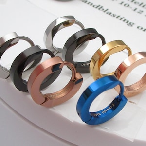 Ø 13,5 mm / 2,5 mm Edelstahl Ohrringe Herren Damen Creolen Schwarz Gold Silber Braun Rotgold Matt Glänzend SLIM Ohrstecker