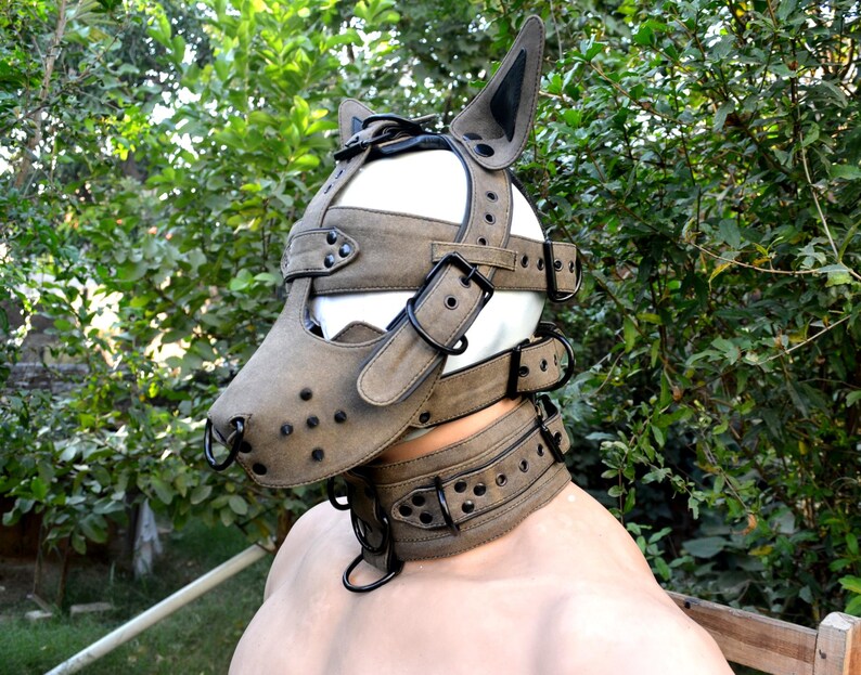 Hand Made Leather Dog Mask Pup Play Puppy Mask With Muzzle and Etsy
