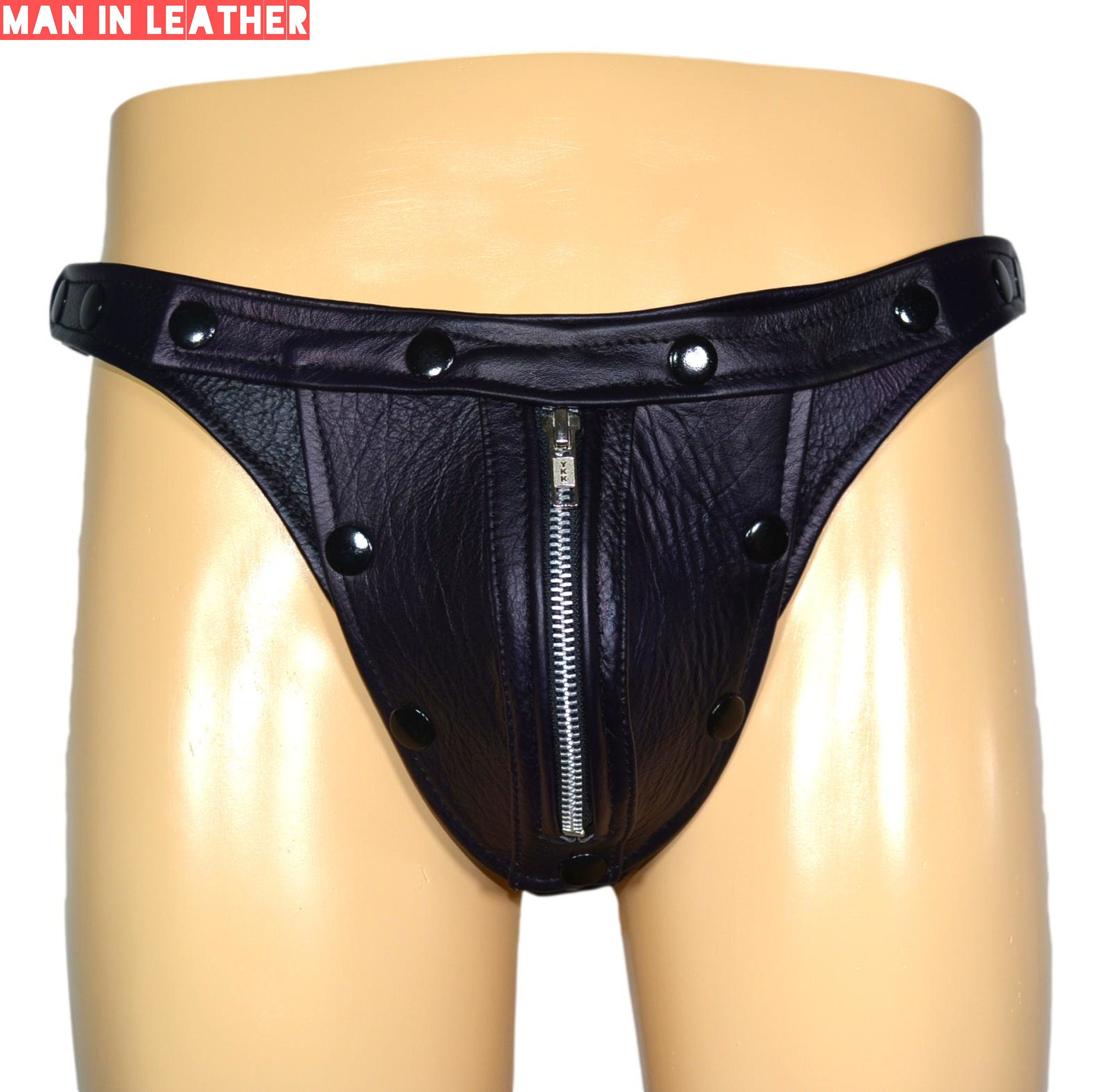 Spiked Strict Leather Thong Panties Women Ladies Lingerie Sexy Spikes Sub  Dom Bl
