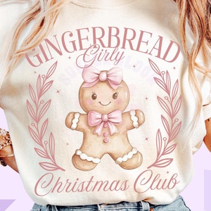 Pink Girly Christmas PNG, Coquette Christmas Sublimation, Pink Christmas Png, Pastel Gingerbread Design, Cute Xmas Png, Kids Png Christmas
