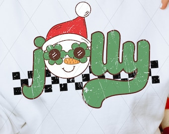 Retro Jolly Snowman PNG: Checkered Christmas Sublimation (Digital Download)