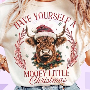 Mooey Christmas Cow Png, Highland Cow PNG, Western Christmas Png, Funny Cow Christmas Sublimation for Shirt, Cow Lover Png