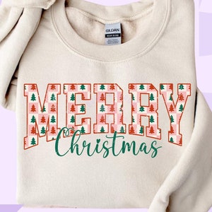 Retro Merry Christmas PNG: Varsity Checkered Design (Digital Download)