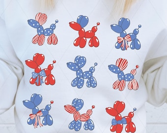 Coquette American Flag Balloon PNG: 4th of July Sublimation (Digital Download)