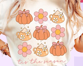 Retro Fall Pumpkin PNG: Coquette Season Sublimation (Digital Download)