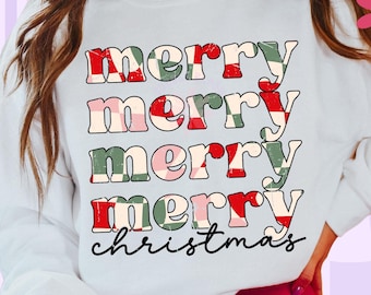 Retro Checkered Christmas PNG: Distressed Holiday Design (Digital Download)