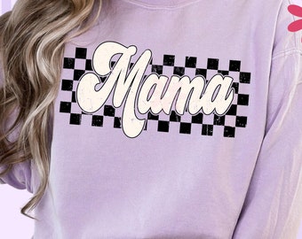Checkered Mama PNG: Retro Sublimation Design (Digital Download)