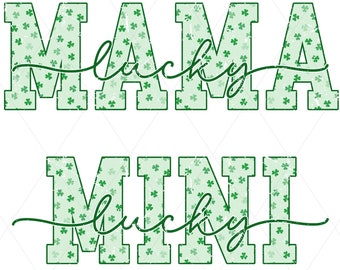 Lucky Mama and Mini Shamrock PNG: St. Patrick's Day Design (Digital Download)
