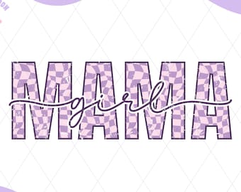 Retro Girl Mama PNG : motif à sublimation à carreaux (téléchargement numérique)