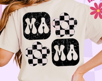 Retro Mama PNG: Groovy Checkered Design (Digital Download)