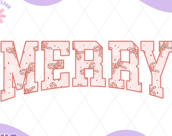 Pink Merry Christmas PNG: Coquette Candy Cane Design (Digital Download)