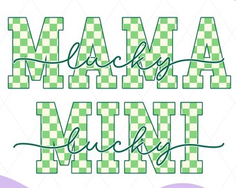 St. Patrick's Mama and Mini: Retro Checkered Design (PNG SVG)