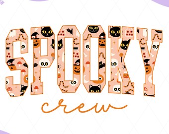 Halloween-ontwerp met spooky crew, kindershirt, png (digitale download)