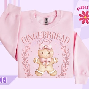 Pink Girly Christmas PNG, Coquette Christmas Sublimation, Pink Christmas Png, Pastel Gingerbread Design, Cute Xmas Png, Kids Png Christmas