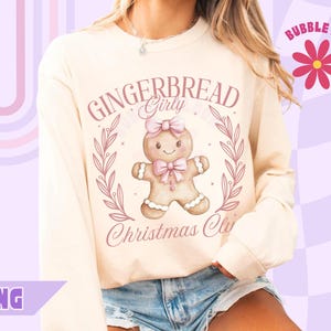 Pink Girly Christmas PNG, Coquette Christmas Sublimation, Pink Christmas Png, Pastel Gingerbread Design, Cute Xmas Png, Kids Png Christmas