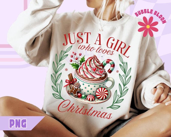 Girly Christmas Hot Chocolate PNG: Holiday Sublimation Design (Digital Download)
