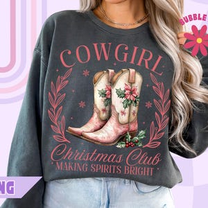 Cowgirl Christmas Club PNG, Pink Cowgirl Christmas Sublimation, Cowgirl Christmas PNG, Small Town Girl Christmas Png, Cowgirl Boots Png