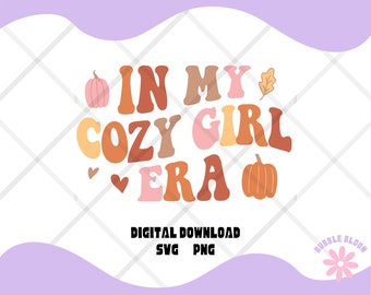 Cosy Girl tijdperk herfstontwerp: pompoen png SVG (digitale download)