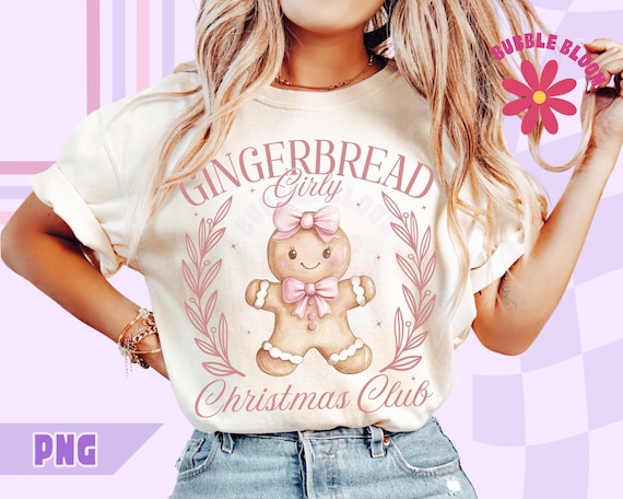 Pink Girly Christmas PNG: Coquette Gingerbread Design (Digital Download)