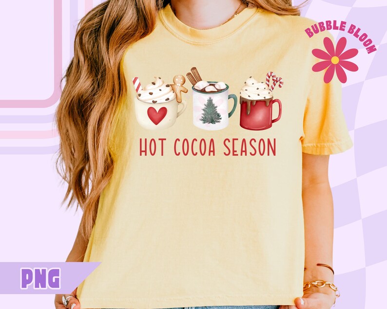 Hot Cocoa PNG, Christmas Hot Cocoa PNG, Holiday Sublimation Design, Hot Chocolate Season Png, Trendy Festive Png, Cute Christmas Png