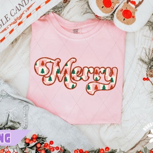 Merry Christmas PNG, Trendy Retro Merry PNG, Textured Christmas Sublimation, Festive Shirt Design, Cute Checkered Xmas Png