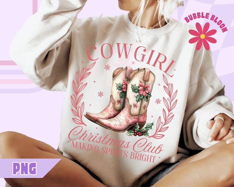 Cowgirl Christmas Club PNG, Pink Cowgirl Christmas Sublimation, Cowgirl Christmas PNG, Small Town Girl Christmas Png, Cowgirl Boots Png
