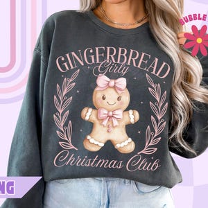 Pink Girly Christmas PNG, Coquette Christmas Sublimation, Pink Christmas Png, Pastel Gingerbread Design, Cute Xmas Png, Kids Png Christmas