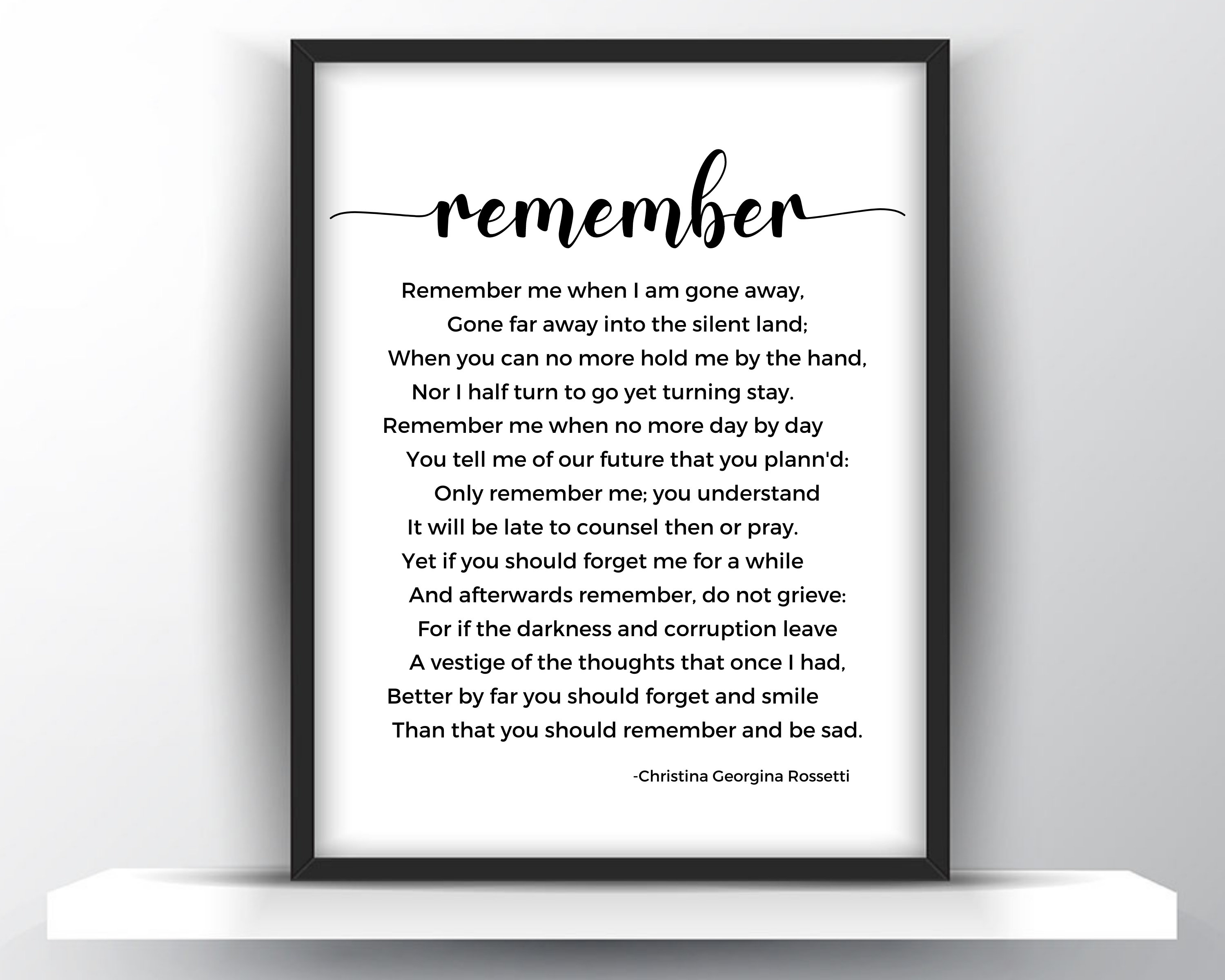 Remember Poem Printable by Christina Rossetti Etsy