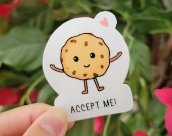 Tech Accept Me Cookies Waterproof Pun Sticker | Hydroflask Laptop Food Sticker | Programming Software Tech Sticker