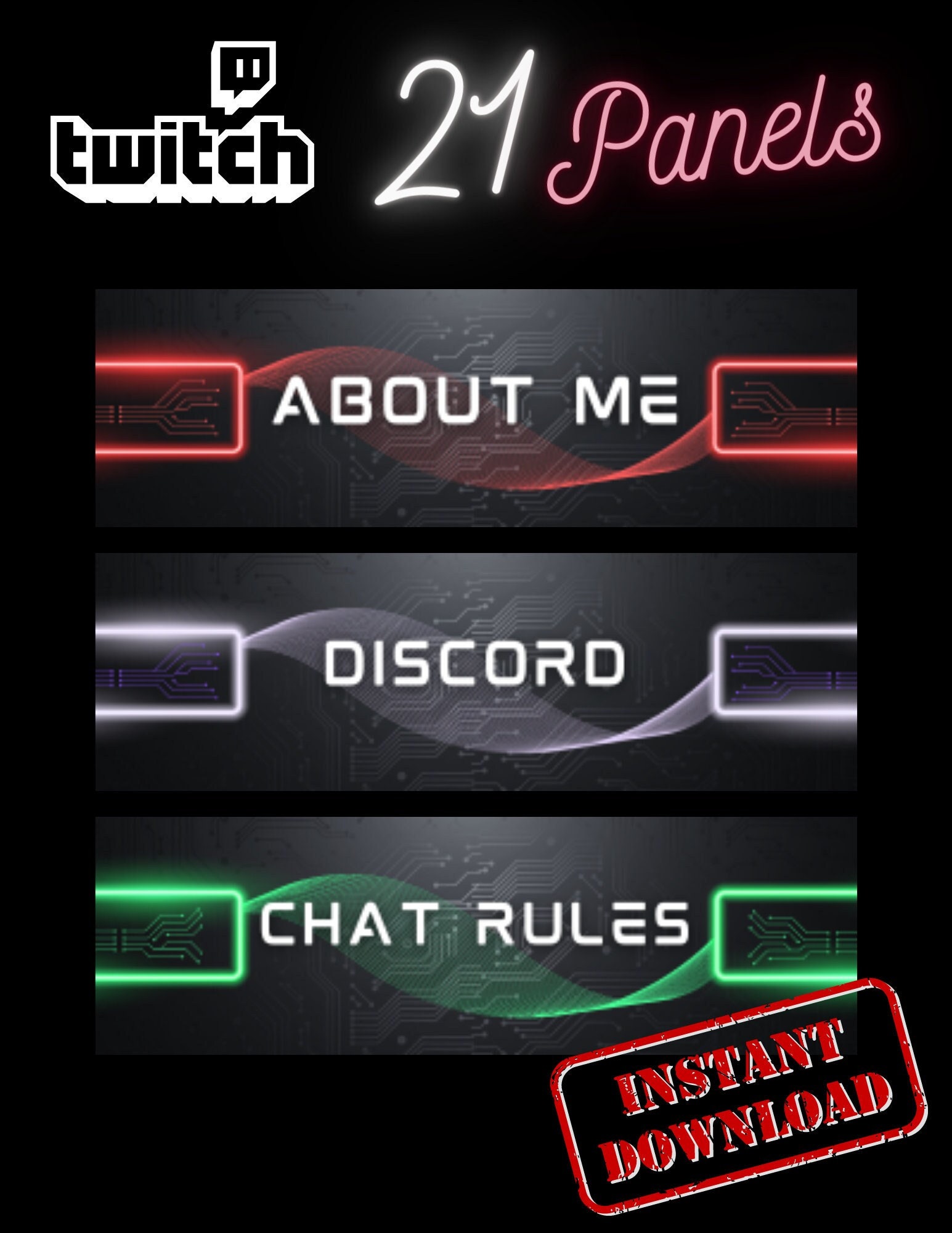 Cyberpunk Streamer Panels for Twitch Discord or (Instant Download