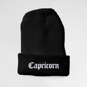 Capricorn Zodiac Sign Embroidered Unisex Baseball Cap - Adjustable Hat - Astrology - Beanie - Cuffed - Messy Bun Slouch Beanie - Gift