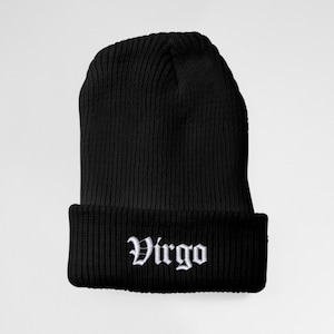 Virgo Zodiac Sign Embroidered Unisex Baseball Cap - Adjustable Hat - Astrology - Beanie - Cuffed - Messy Bun Slouch Beanie - Gift