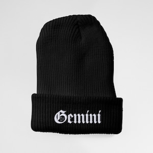 Gemini Zodiac Sign Embroidered Unisex Baseball Cap - Adjustable Hat - Astrology - Beanie - Cuffed - Messy Bun Slouch Beanie - Gift