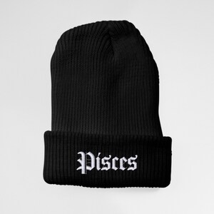 Pisces Zodiac Sign Embroidered Unisex Baseball Cap - Adjustable Hat - Astrology - Beanie - Cuffed - Messy Bun Slouch Beanie - Gift