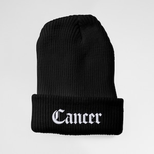 Cancer Zodiac Sign Embroidered Unisex Baseball Cap - Adjustable Hat - Astrology - Beanie - Cuffed - Messy Bun Slouch Beanie - Gift